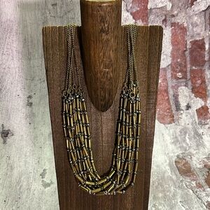 NWT Chico’s Gold & Silver Beaded Multi Layered Sparkle Necklace